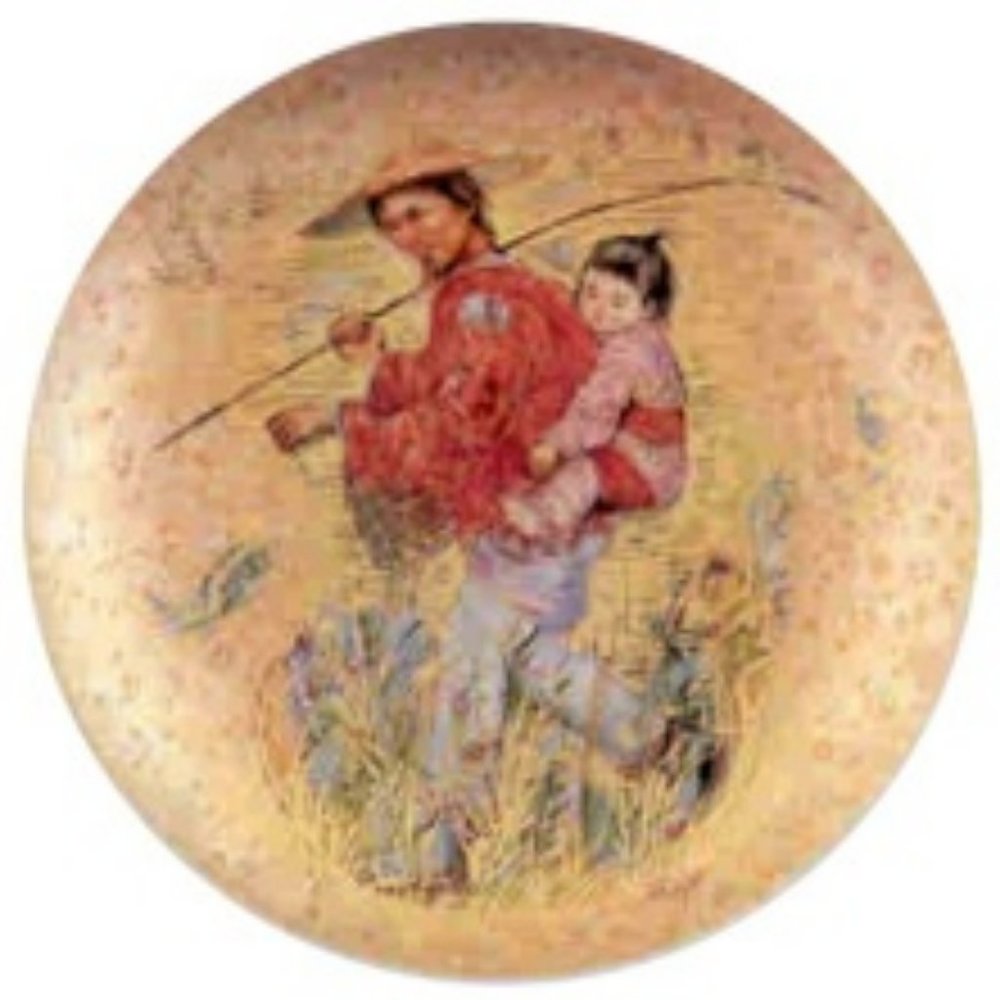 Mr Obata Oriental Gold Edna Hibel  plate  Rosenthal W. Germany 10" gold overlay